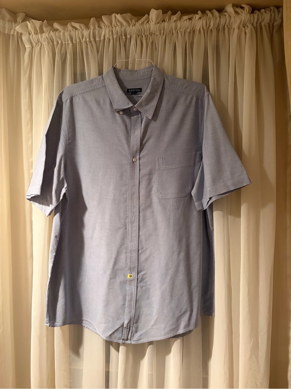 George Light Blue Short-Sleeve Casual Button-Down Shirt